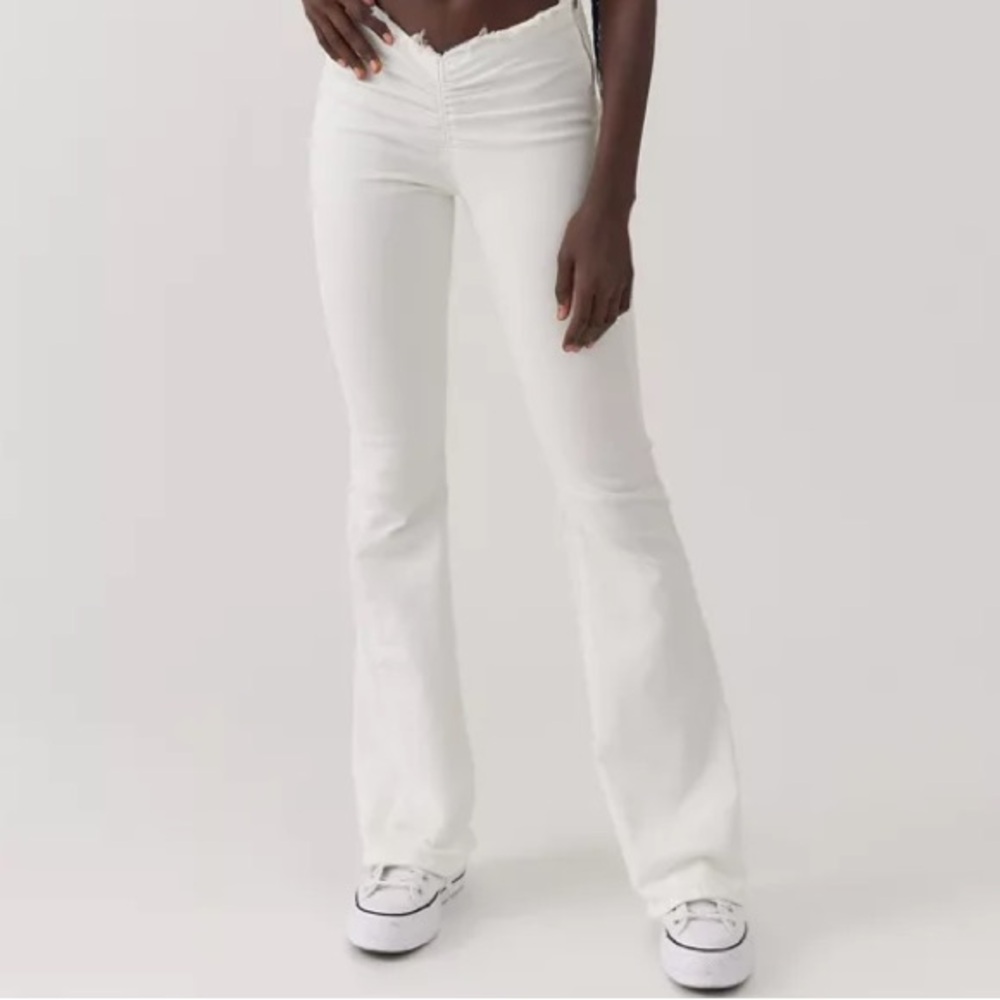 Urban Outfitters BDG White Ruched Flare Jeans